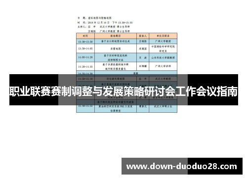 职业联赛赛制调整与发展策略研讨会工作会议指南