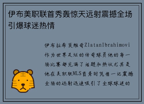 伊布美职联首秀轰惊天远射震撼全场引爆球迷热情 伊布美职联首秀轰惊天远射震撼全场引爆球迷热情